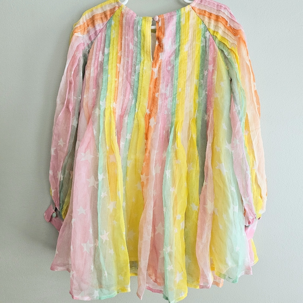 NWT Stella McCartney Kids Rainbow Stars Chiffon SILK  Dress - Picture 2 of 4